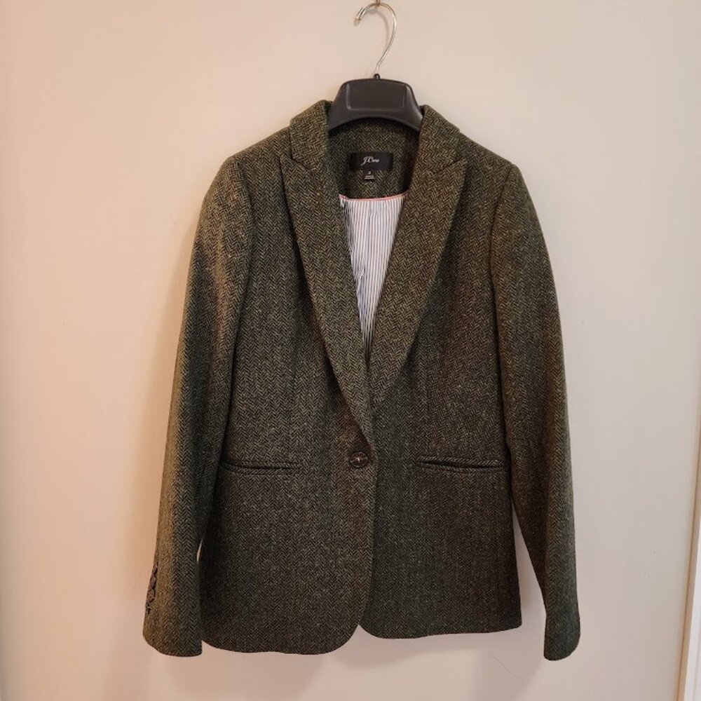 J. Crew Green English Wool Blazer